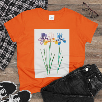 Women's Blue Iris Print Midweight Cotton Tee