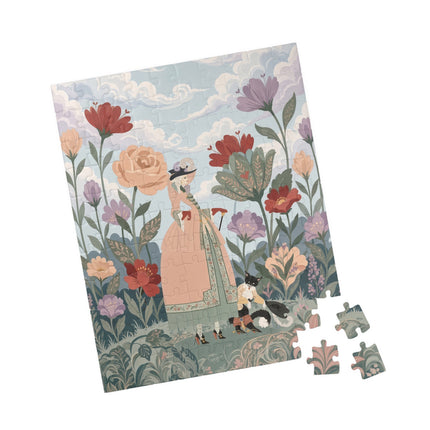 🌹🐈 The Lady And Puss In Boots Puzzle – Art Deco Floral Whimsy