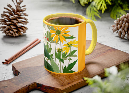 Clerodendrum & Rudbeckia Flower by Tanigami Kônan Colorful Mugs (11oz, 15oz)