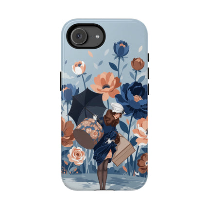 ☂️🌺 The Lady Of The Traveling Garden Phone Case – Art Deco Floral Adventure