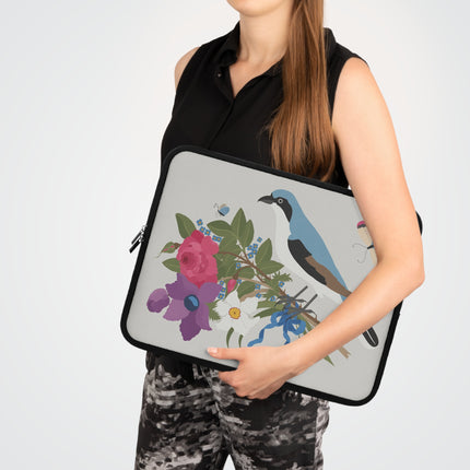 🐦🦋 Bluebird & Butterfly Laptop Sleeve – Elegant Charm & Springtime Grace