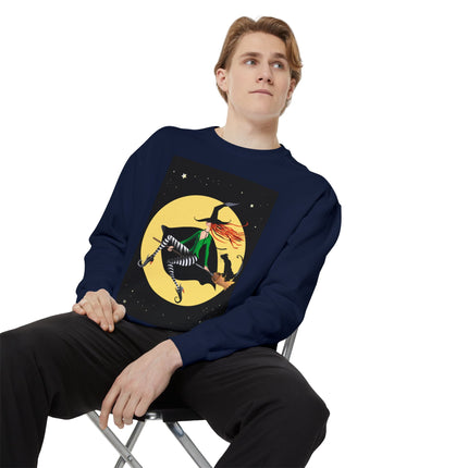 A Witch’s Moonlit Flight Unisex Garment-Dyed Sweatshirt