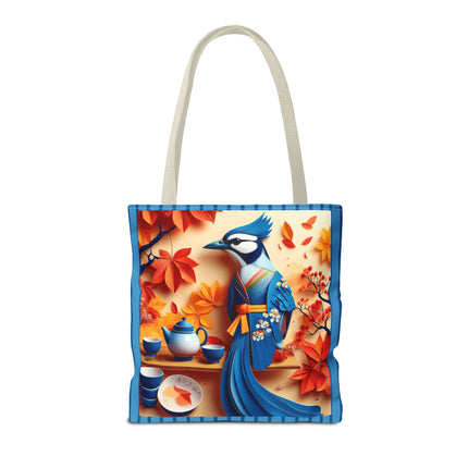 Blue Jay at an Autumn Tea Ceremony Tote Bag (AOP)