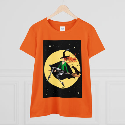 A Witch’s Moonlit Flight Women's Midweight Cotton Tee