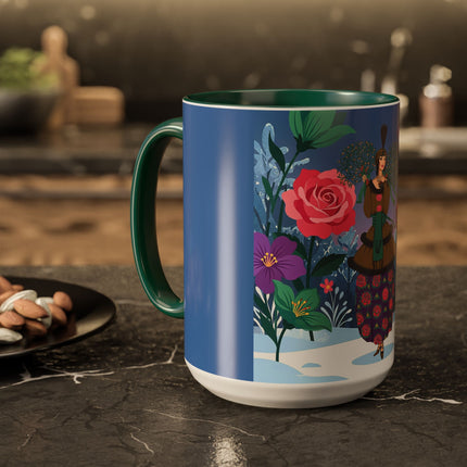 🌹❄️ The Holly Rose Of Winter Colorful Mug – Art Deco Christmas Garden