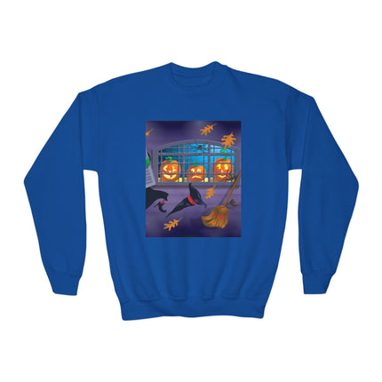 Whimsical Halloween Mischief Youth Crewneck Sweatshirt
