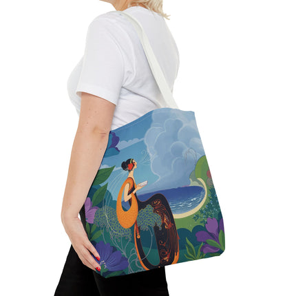 🌊🌺 The Lady Of The Seaside Garden Tote Bag – Art Deco Coastal Fantasy