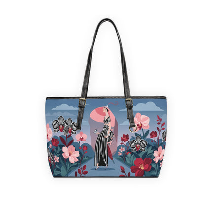 🌸🖤 The Striped Orchid Promenade Shoulder Bag – Art Deco Floral Fashion