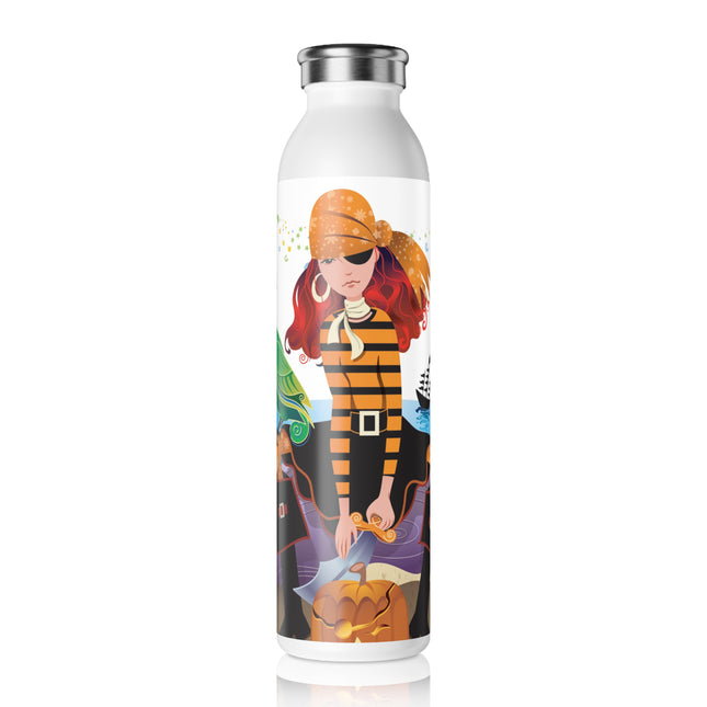 Moonlit Pirate Halloween Slim Water Bottle