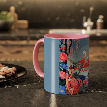 The Ladies Of The Enchanted Hammock Colorful Mugs – Art Deco Whimsical Garden Elegance