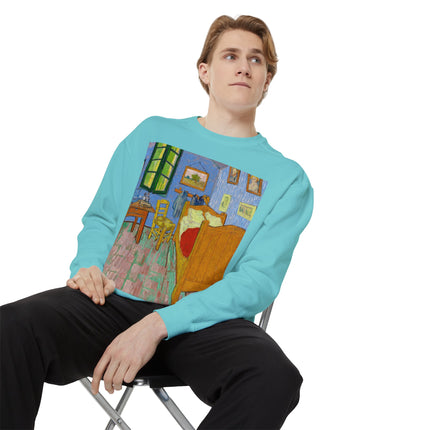 The Bedroom by Vincent van Gogh Unisex Garment-Dyed Sweatshirt