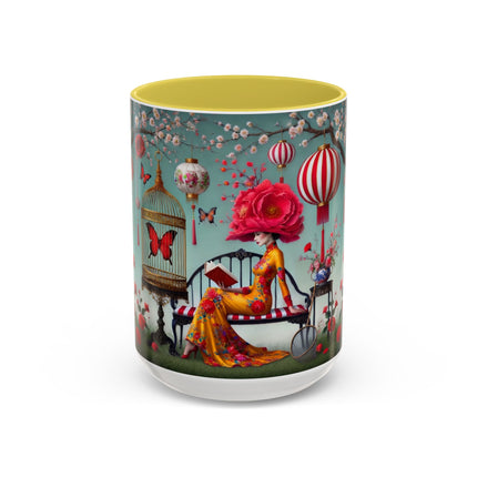 Reading in a Painted Garden Colorful Mugs (11oz, 15oz)