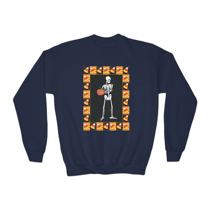 Candy Corn Skeleton Youth Crewneck Sweatshirt