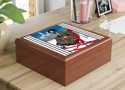 Elegant Winter Woman in Sleigh Jewelry Box
