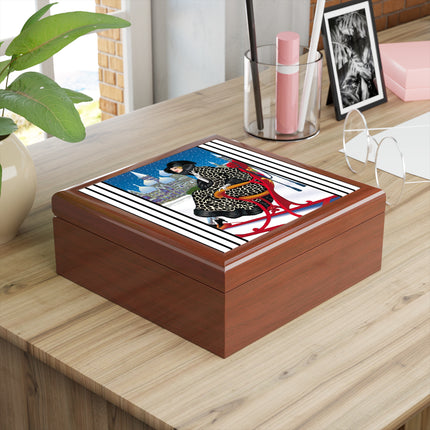 Elegant Winter Woman in Sleigh Jewelry Box