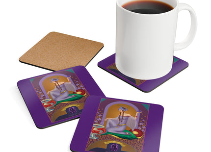 Aquarius Zodiac Design – February & Amethyst by Sofia Chiostri | Corkwood Coaster Set