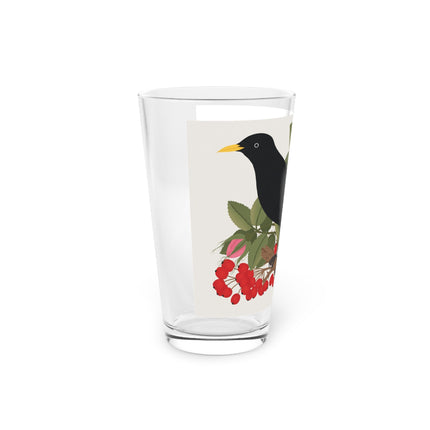 Blackbird & Rose Pint Glass – Timeless Elegance & Nature's Harmony