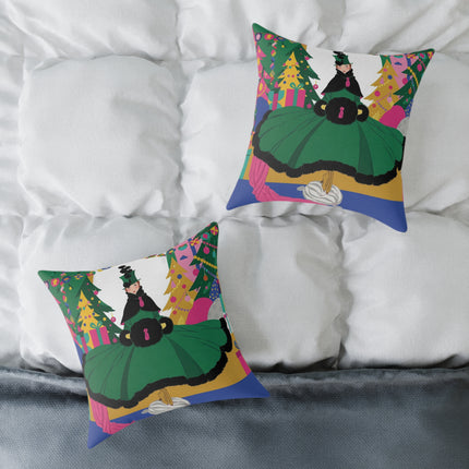 🎄🎁 The Emerald Christmas Belle Square Pillow – Colorful Holiday Fashion Fantasy
