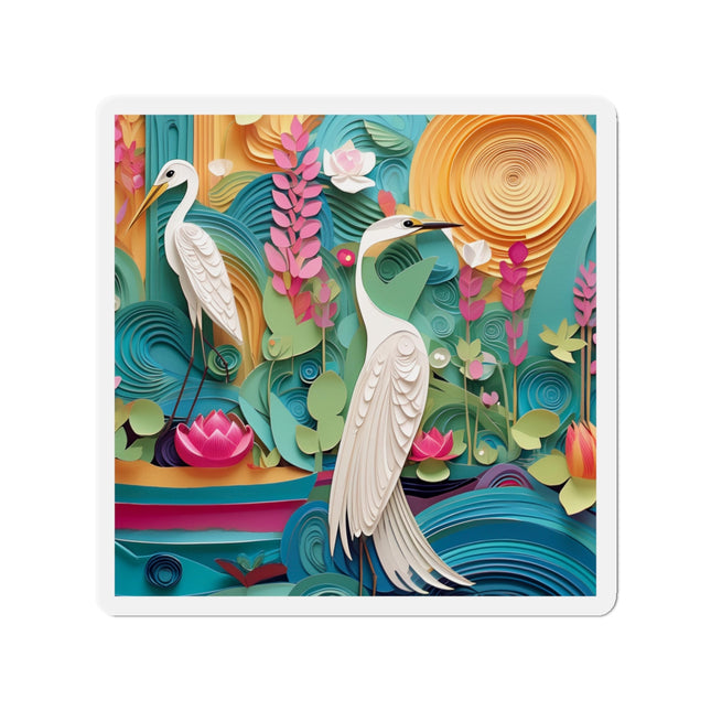 Elegant Egret Oasis Die-Cut Magnets (4 Sizes)