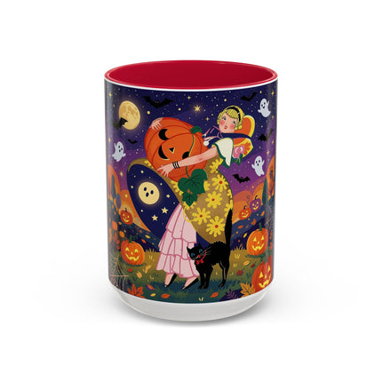 🎃🐈‍⬛ The Pumpkin Moon Embrace Colorful Mug – Whimsical Halloween Charm