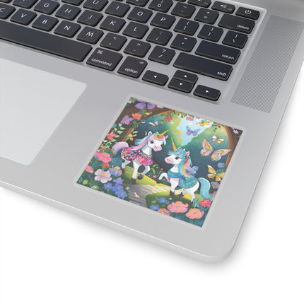 Baby Unicorns and Fluttering Butterflies Kiss-Cut Stickers (4 Sizes)