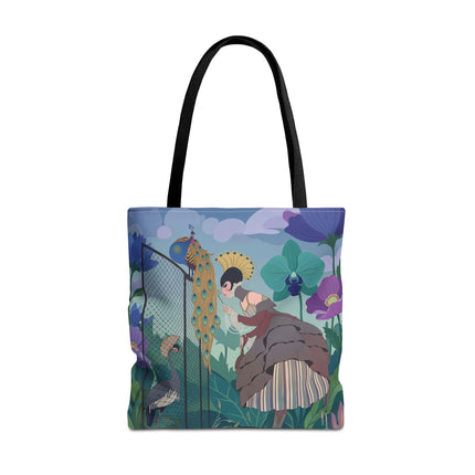 🦚🌸 The Lady Of The Peacock Garden Tote Bag – Art Deco Floral Fantasy