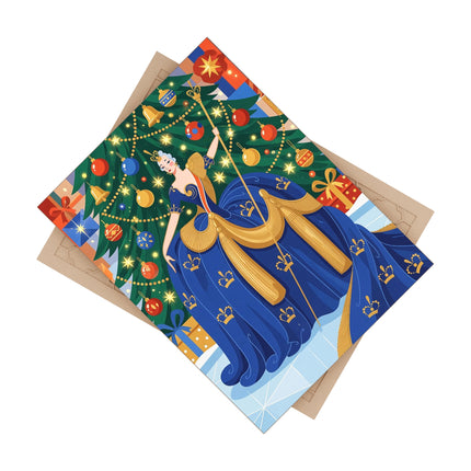 👑🔔 The Christmas Queen Of Golden Bells Ceramic Tile – Art Deco Royal Holiday Fantasy