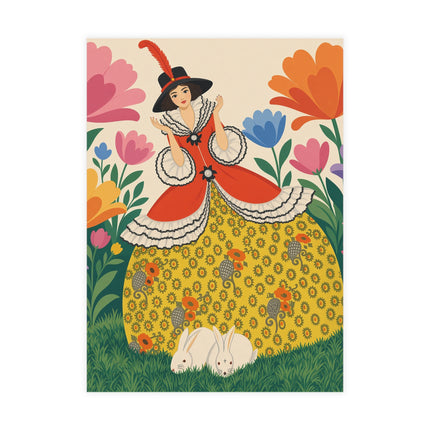 🐇🌼 The Enchanted Rabbit Garden Postcards With Envelopes – Art Deco Floral Whimsy