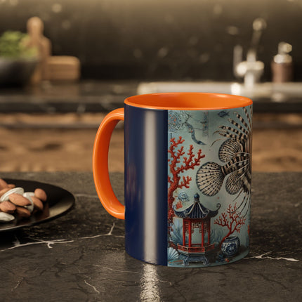 Lionfish & Lantern Colorful Mug – Mystical Ocean & Asian Harmony