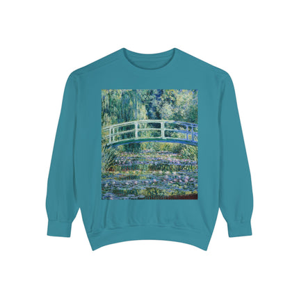 Water Lilies and Japanese Bridge by Claude Monet Unisex Garment-Dyed Sweatshirt