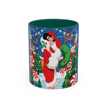 🦌🍬 The Lady Of The Peppermint Christmas Garden Colorful Mug – Colorful Art Deco Holiday Fantasy