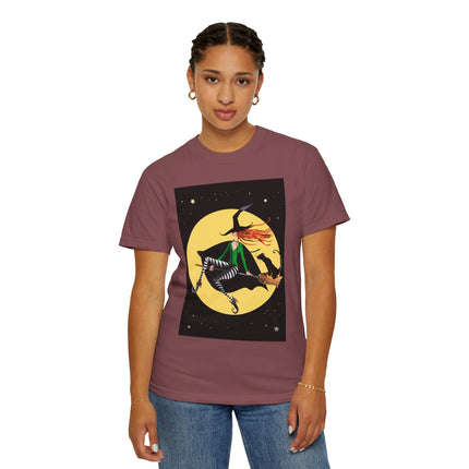 A Witch’s Moonlit Flight Unisex Garment-Dyed T-shirt