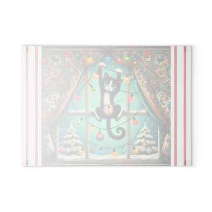 Mischief in Tinselland Glass Cutting Board