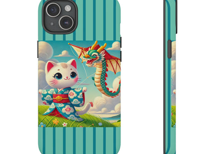 Geisha Kitten and the Dragon Kite Phone Cases
