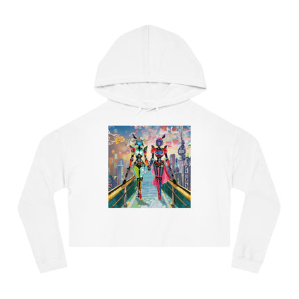 Cyber Punk Robot Models Cropped Hooded Sweatshirt