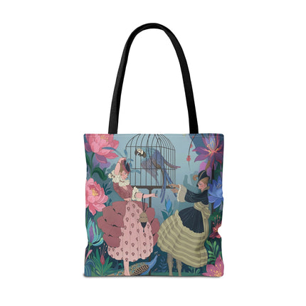 🦜🌸 The Ladies Of The Enchanted Aviary Tote Bag – Art Deco Floral Fantasy