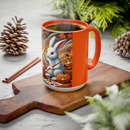 Halloween Rabbit’s Kabuki Jack-o’-Lanterns Colorful Mugs (11oz, 15oz)
