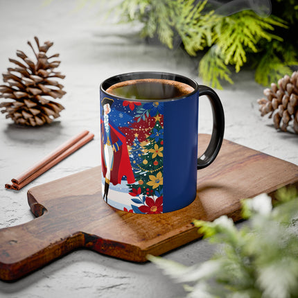 🎭❄️ The Christmas Masquerade Lady Colorful Mug – Art Deco Holiday Fantasy