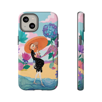 🌊☂️ The Lady Of The Flowered Seashore Phone Case – Art Deco Seaside Fashion