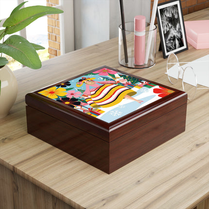 🌼🎄 The Christmas Blossom Belle Jewelry Box – Colorful Art Deco Holiday Fantasy