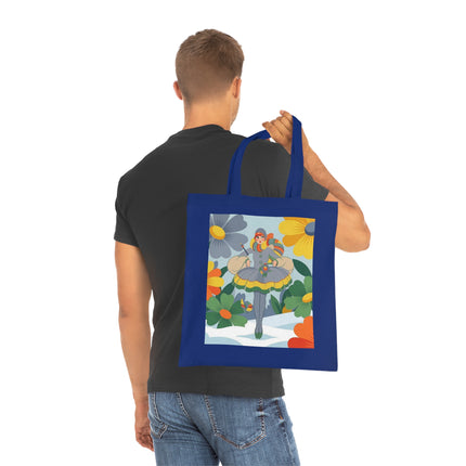🌼❄️ The Winter Flower Wanderer Cotton Tote Bag – Colorful Winter Fantasy