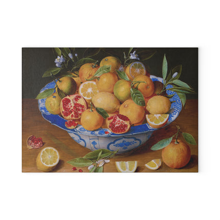 Still Life with Lemons, Oranges, and a Pomegranate Glass Cutting Board