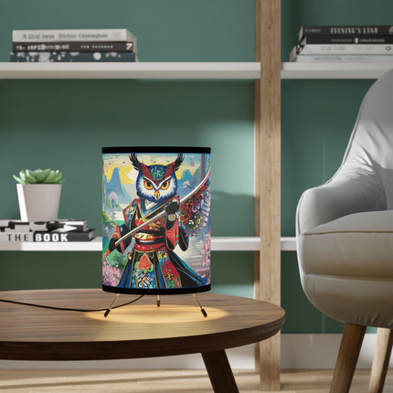 Cyberpunk Samurai Owl Tripod Lamp