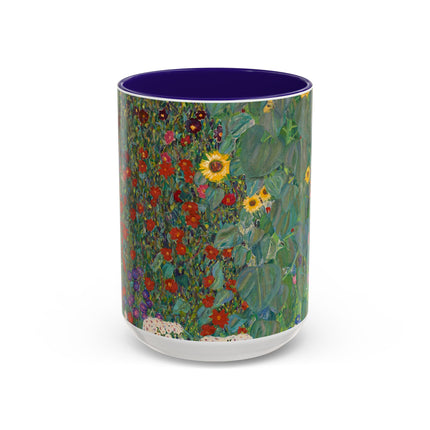 Farm Garden with Sunflowers by Gustav Klimt Colorful Mugs (11oz, 15oz)