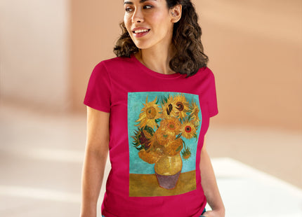 Vase with Twelve Sunflowers by Vincent van Gogh Women's Midweight Cotton Tee