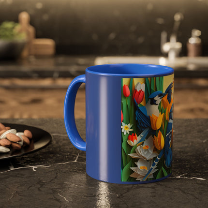 Blue Jays in a Spring Garden Colorful Mugs (11oz, 15oz)