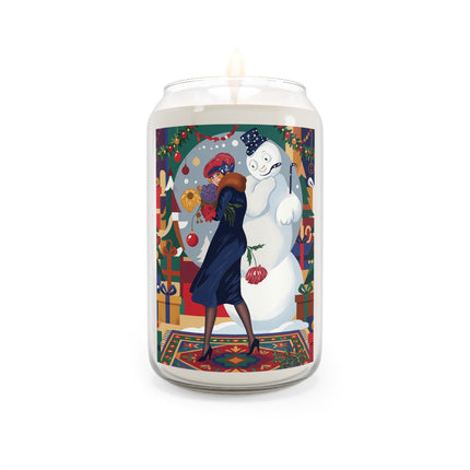 ☃️🎄 The Snowman's Christmas Companion Scented Soy Candle – Art Deco Holiday Fantasy