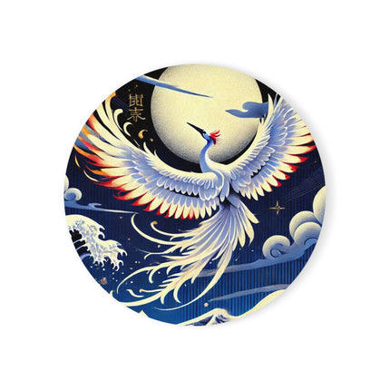 Majestic White Crane Cork Back Coaster