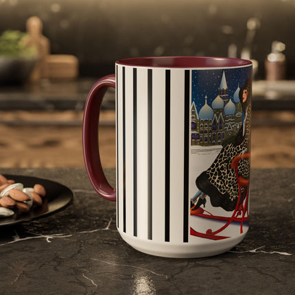 Elegant Winter Woman in Sleigh Colorful Mugs (11oz, 15oz)