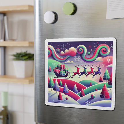 Festive Reindeer Flight Die-Cut Magnets (5 Sizes)